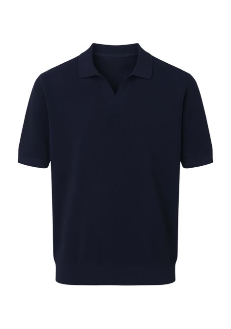 Polo Uomo Blu Notte in Cotone Crepe Urban Fit ALPHA STUDIO | Polo | AU-1021B1001